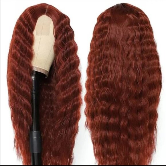 Other - NWOT 26 Inch Synthetic Curly T Part Lace Front Wigs For Women Middle Part Water